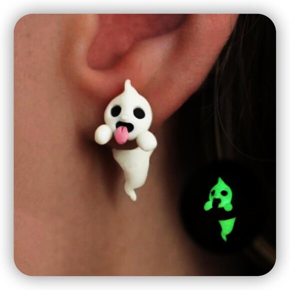Halloween Earrings for Women Spooky Ghost Earrings Studs Bat Earings Accessories - Picture 1 of 7